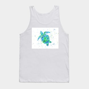 Sea Turtle with paint splats by Jan Marvin Tank Top